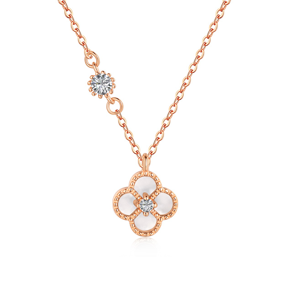 Bilhah Halskette mit Kleeblatt aus Roségold - Geonea