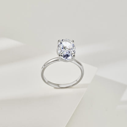 Ovaler Verlobungsring aus 925 Sterling Silber mit ovalem Stein-Silber