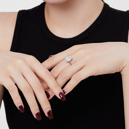 Ovaler Verlobungsring aus 925 Sterling Silber mit ovalem Stein-Silber